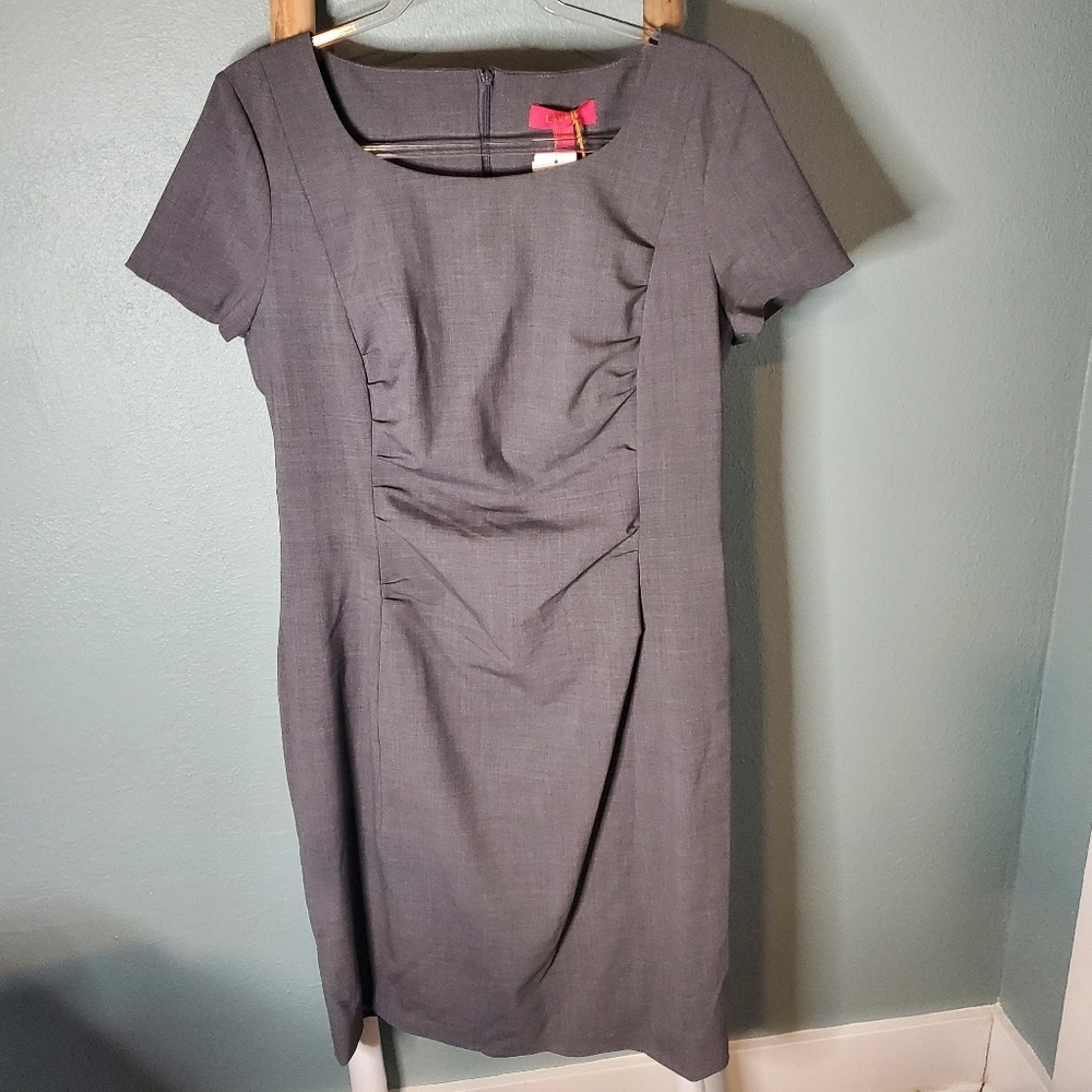 NWT Lavia18 short sleeve wool ruched dress